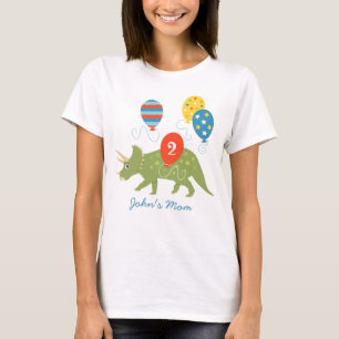 Custom Birthday Dinosaur Triceratops Mum Parents T-Shirt