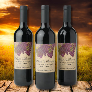 Custom Birthday Elegant Rare Vintage Year Est. Wine Label
