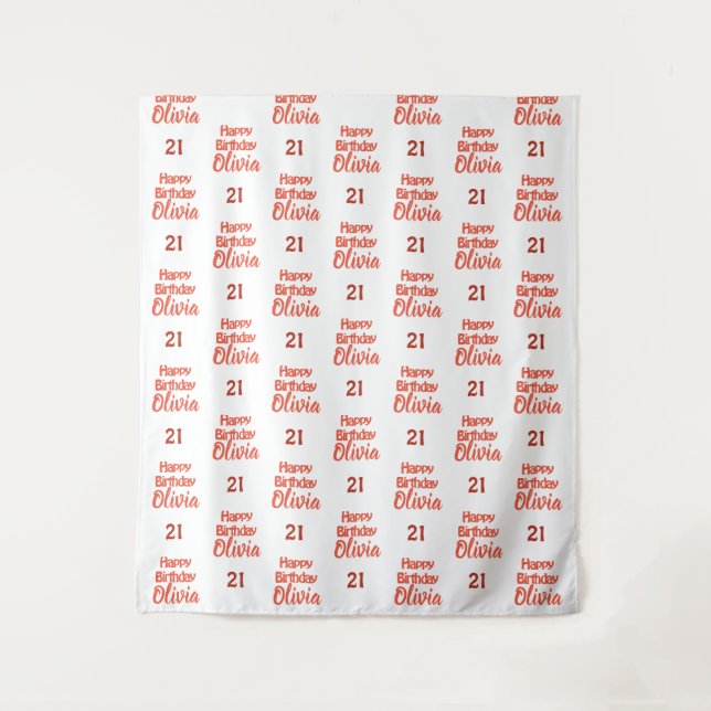 Custom Birthday Event Step and Repeat Backdrop Tapestry (Front)