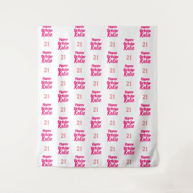 Custom Birthday Event Step and Repeat Backdrop Tapestry (Front)