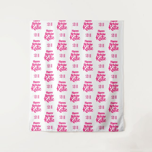 Custom Birthday Event Step and Repeat Backdrop Tapestry (Front)