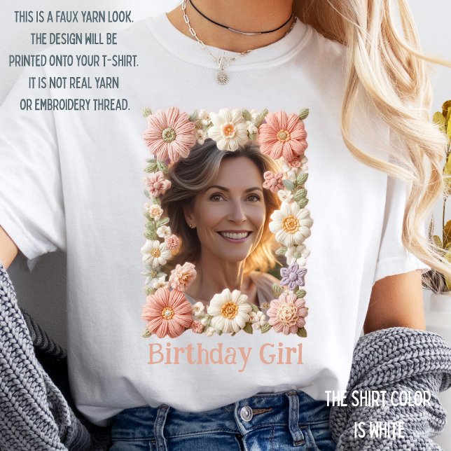 Custom Birthday Floral Frame Personalized  T-Shirt (Creator Uploaded)