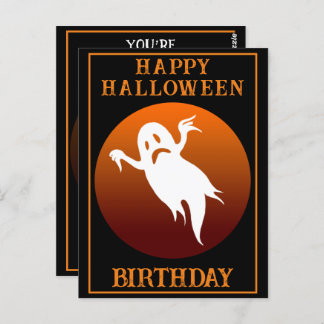 CUSTOM BIRTHDAY GHOST HALLOWEEN PARTY CELEBRATION POSTCARD
