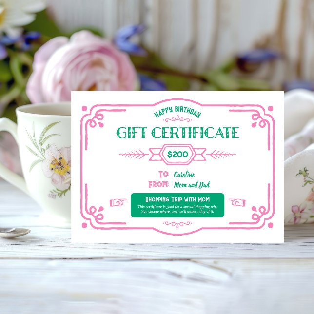 Custom Birthday Gift Certificate Card (Creator Uploaded)