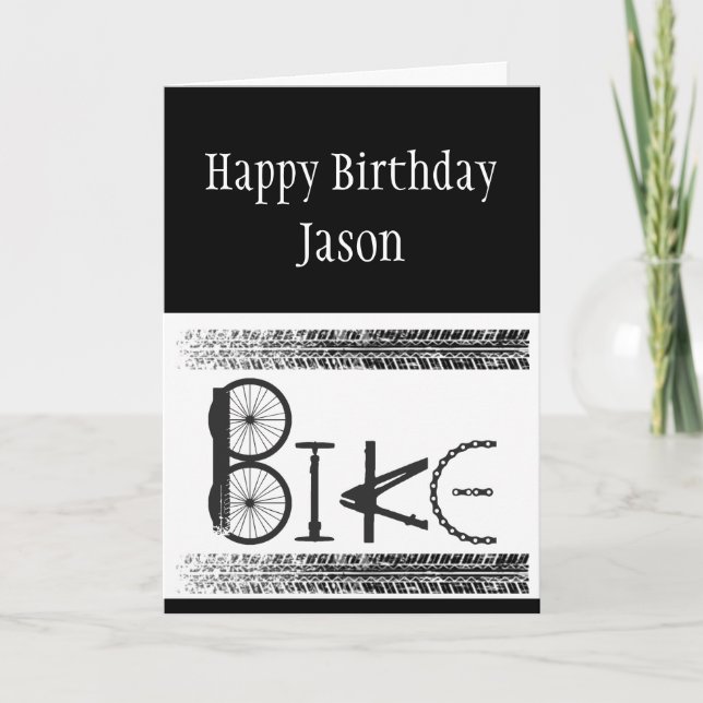 Custom Birthday Graffiti Bike Parts Tire Tracks Card (Front)