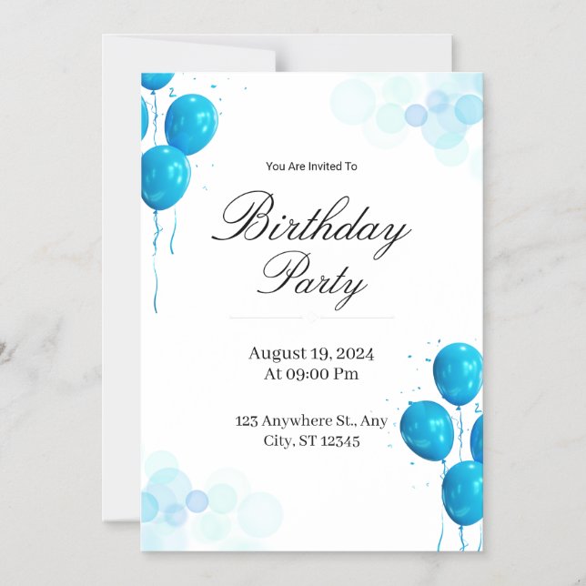 Custom Birthday Invitation Card (Front)