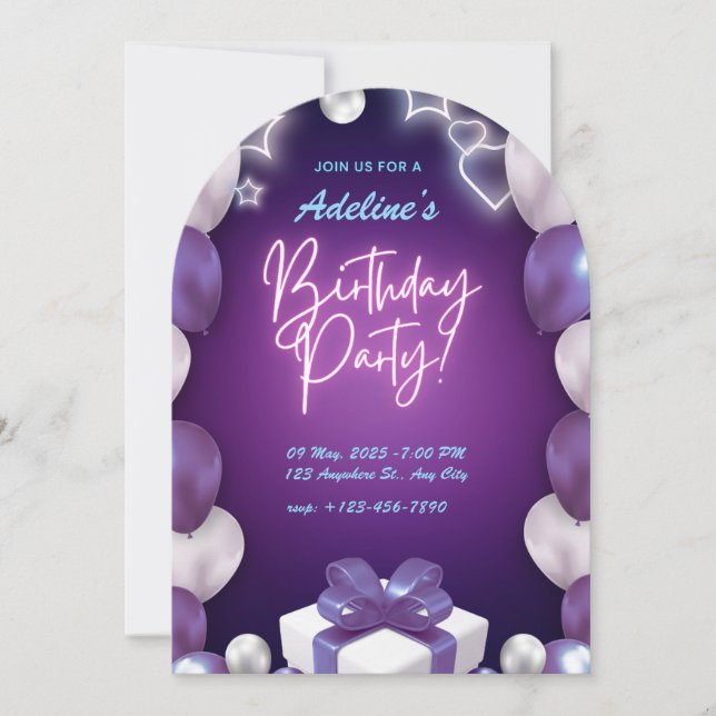 Custom Birthday Invite for Adults (Front)