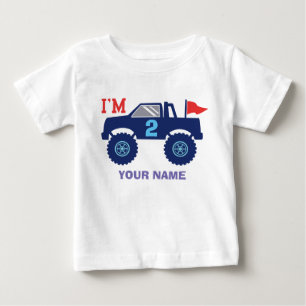 Custom Birthday Monster Truck Age And Name Baby T-Shirt
