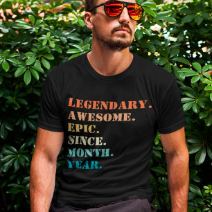 Custom Birthday Month And Year With Retro Text T-Shirt