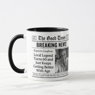 Custom Birthday Mug, Fun Gift Idea Newspaper Mug