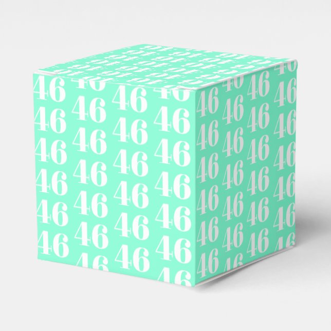 Custom birthday number Gift Favour Box aqua white (Front Side)