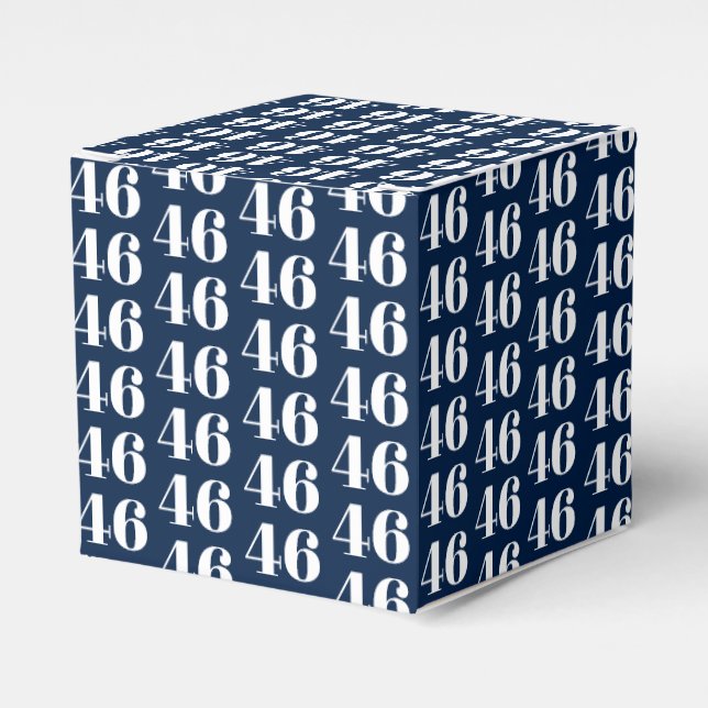 Custom birthday number, navy blue white Gift Favour Box (Front Side)