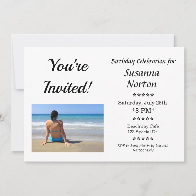 Custom Birthday Party Celebration Photo Invitation (Front)