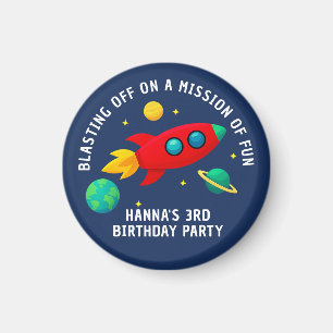 Custom Birthday Party Dark Blue Space Magnet