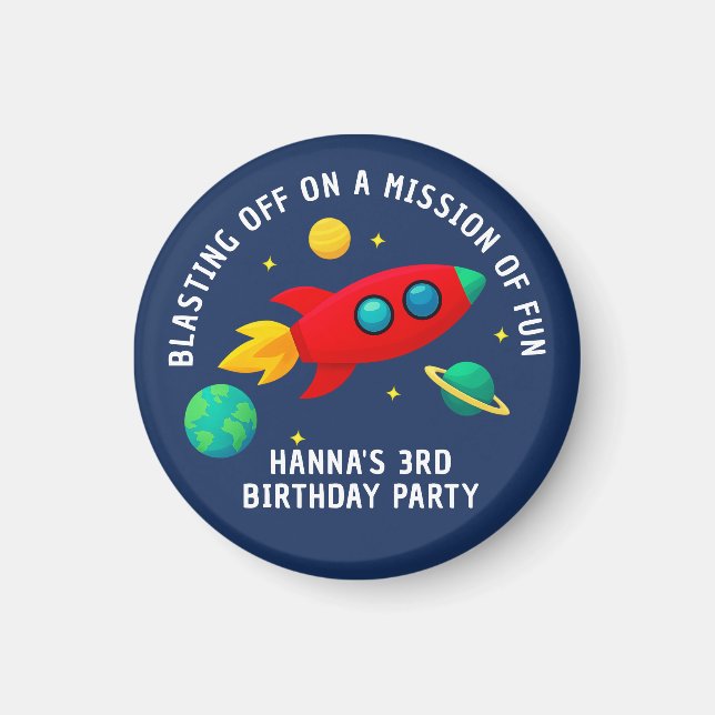 Custom Birthday Party | Dark Blue Space Magnet (Front)