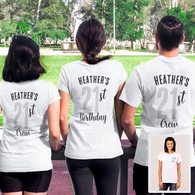 Custom Birthday Party Grey Matching Group Or Crew T-Shirt (Creator Uploaded)