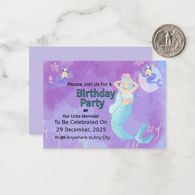 Custom Birthday Party Invitation | Editable Templa (Front/Back In Situ)
