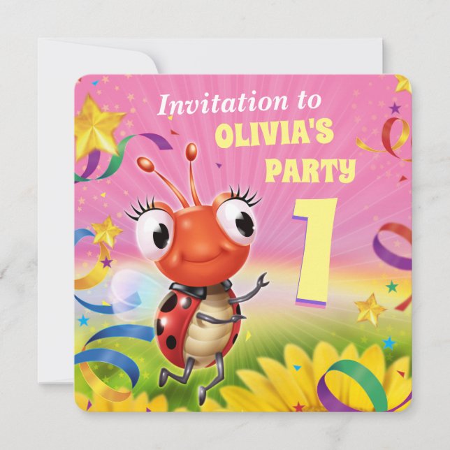 Custom Birthday Party invite girl 1yrs old (Front)