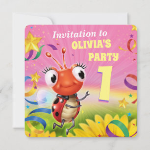 Custom Birthday Party invite girl 1yrs old