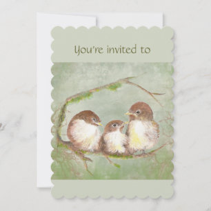 Custom Birthday Party Invite Sparrow Family Bird