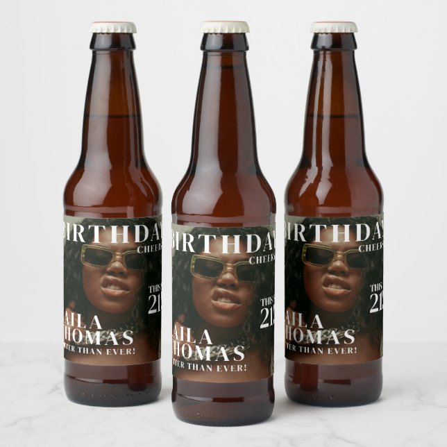 Custom Birthday Party Magazine Cover Cheers Beer Bottle Label (Bottles)