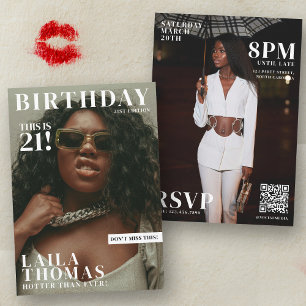 Custom Birthday Party Magazine Cover Photos Invitation