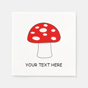 Custom Birthday party napkins with red mushroom