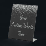 Custom Birthday Party Personalised Your Text Here  Pedestal Sign<br><div class="desc">custom birthday party pedestal sign,  sweet 16 quinceanera 40th 50th,  glitter wedding reception gift table,  personalised anniversary 30th 21st 15th,  bachelorette sixteen 16th bridal 20th,  twenty-fifth 25th twenty first daughter,  girl wife twinkle sparkle granddaughter,  grandson son boy 5th fifth,  10th 80th 18th hen night,  black silver for baby shower</div>