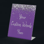 Custom Birthday Party Personalised Your Text Here  Pedestal Sign<br><div class="desc">custom birthday party pedestal sign,  sweet 16 quinceanera 40th 50th,  glitter wedding reception gift table,  personalised anniversary 30th 21st 15th,  bachelorette sixteen 16th bridal 20th,  twenty-fifth 25th twenty first daughter,  girl wife twinkle sparkle granddaughter,  grandson son boy 5th fifth,  10th 80th 18th hen night,  purple silver for baby shower</div>