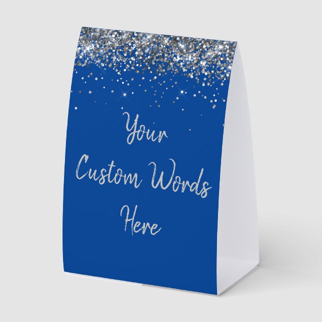 Custom Birthday Party Personalized Blue and Silver (Front)
