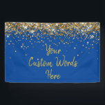 Custom Birthday Party Photo Booth Blue and Gold Banner<br><div class="desc">wedding photo booth backdrop sparkly,  sweet 16 quinceanera 40th 50th,  personalised 30th 21st 16th 15th,  25th fifteen sixteen twenty-fifth first,  prop son boy man husband,  custom banner for photo booth,  twinkle glitter banner for anniversary,  bridal shower banner hen weekend,  sparkle banner for birthday party,  anniversary banner royal blue gold</div>