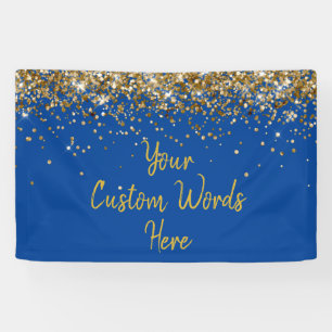 Custom Birthday Party Photo Booth Blue and Gold Banner