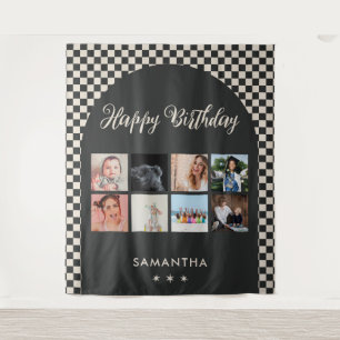 Custom Birthday Party Photo Collage Banner Tapestry