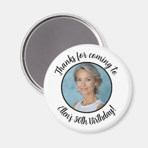 Custom Birthday Party Photo Name 50th Thank You Magnet