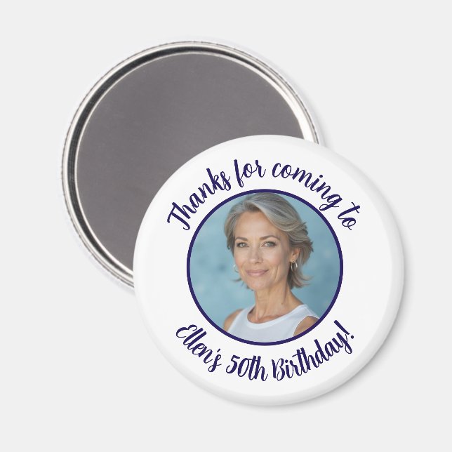 Custom Birthday Party Photo Name 50th Thank You Magnet (Front/Back)