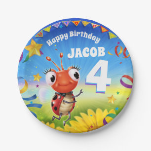 Custom Birthday Party plate boy 4yrs old
