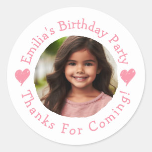 Custom Birthday Party Thank You Favors Any Age Classic Round Sticker