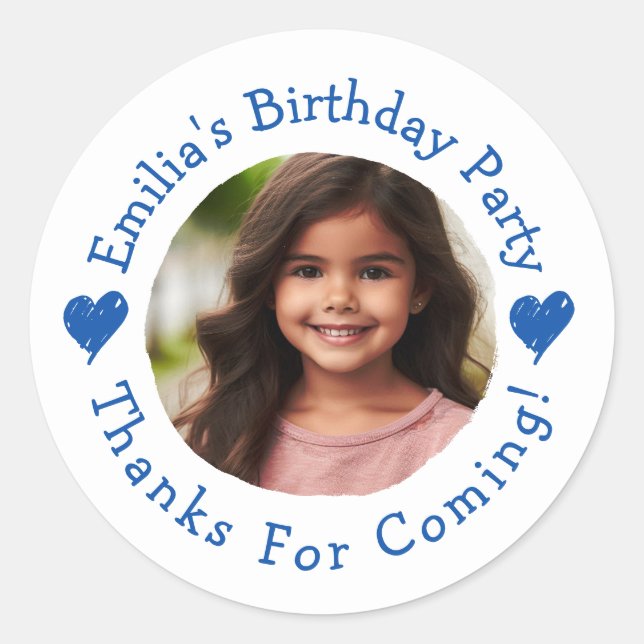Custom Birthday Party Thank You Favours Any Age Classic Round Sticker (Front)