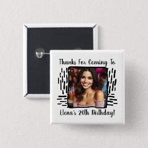 Custom Birthday Photo and Name Thank You Any Age 15 Cm Square Badge