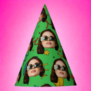 Custom Birthday Photo Face Pattern Party Decor  Hat