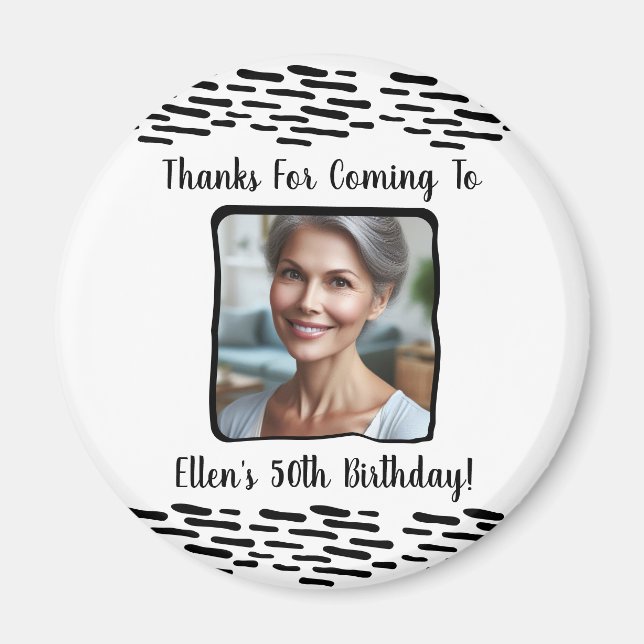 Custom Birthday Photo Name 50th Birthday Thank You Magnet (Front)