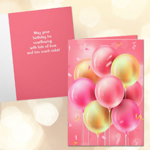 Custom Birthday Pink Balloons Greeting Card