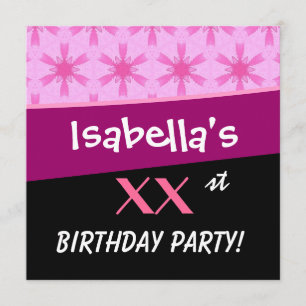 Custom Birthday Pink Star Flowers V001 Invitation