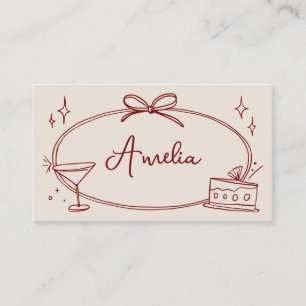 Custom birthday place card beige red