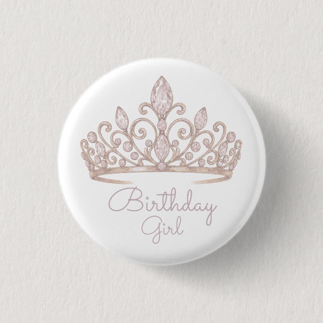 Custom Birthday Princess Blush Pink Badge (Front)