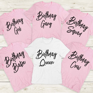 Custom Birthday Queen and Crew Squad Group Party T-Shirt