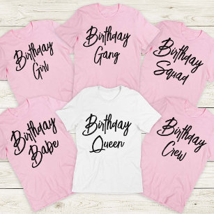 Custom Birthday Queen and Crew Squad Group Party T-Shirt