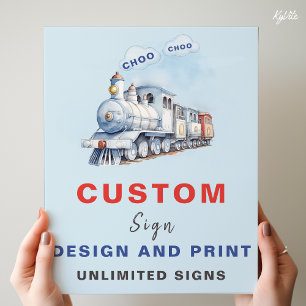 Custom Birthday Sign Chugga Chugga Choo Choo Theme