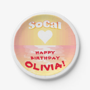 Custom Birthday SoCal Love Paper Plate
