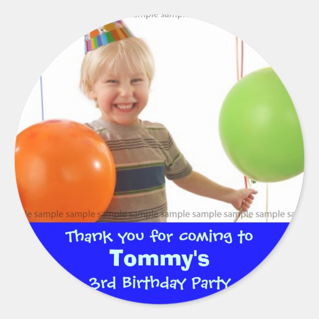 Custom Birthday sticker: My little boy's birthday Classic Round Sticker (Front)